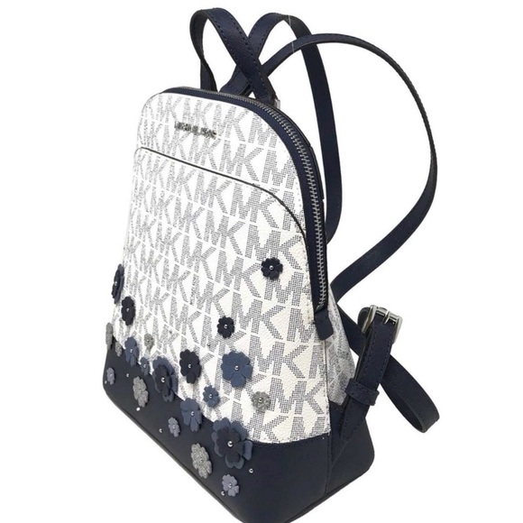 💙Michael Kors Vanilla/Navy Floral Emmy Backpack💙 - Picture 2 of 4